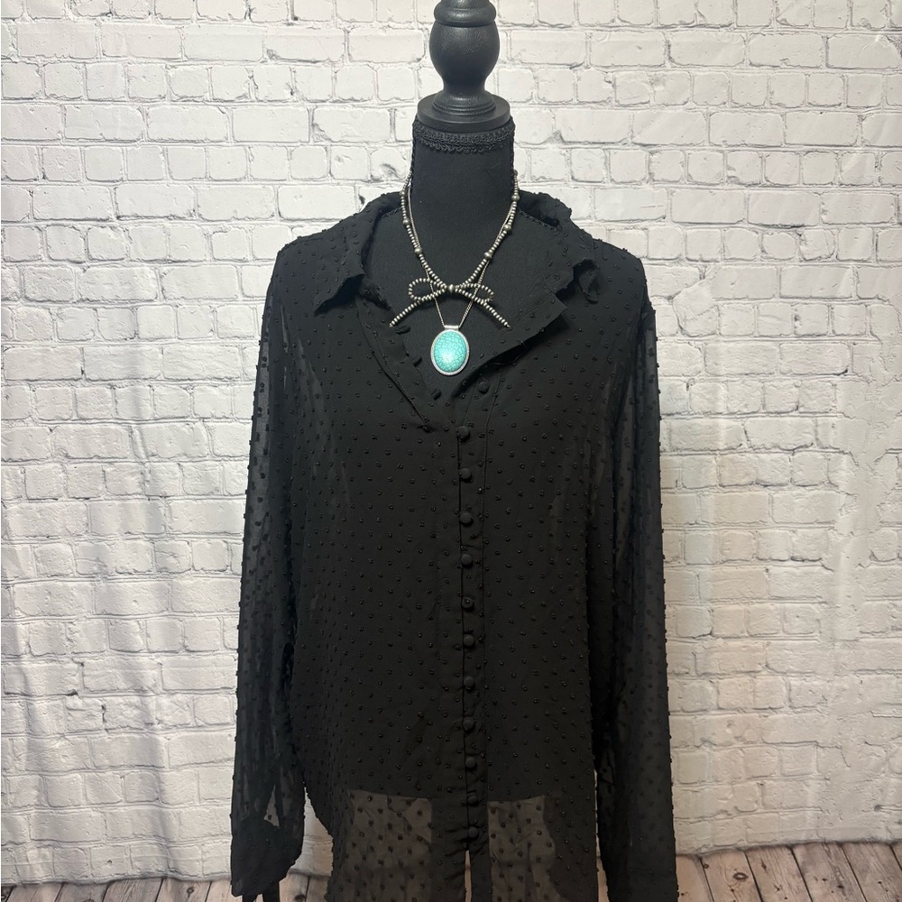 Elegant Black Sheer Women's Blouse